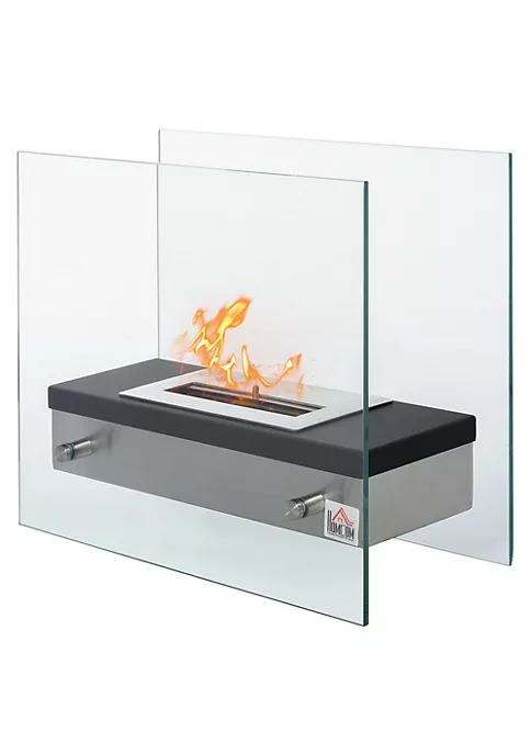 Hot Sale 👍 HOMCOM Portable Table Top Ventless Ethanol Fireplace Indoor Outdoor Fire Pit 18"x 7" Silver and Black ⭐ 7 Hot Sale 👍 HOMCOM Portable Table Top Ventless Ethanol Fireplace Indoor Outdoor Fire Pit 18"x 7" Silver and Black ⭐ - Image 5