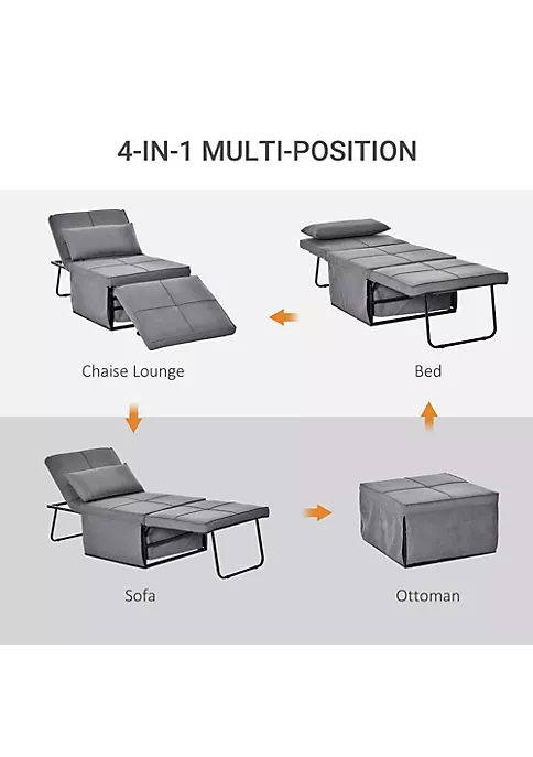 Wholesale 😀 HOMCOM 4 in 1 Multi Function Folding Single Sofa Bed with Ottoman Sleeper Adjustable Backrest Lounger Convertible Upholstered Couch For Living Room Small Space Grey 👏 6 Wholesale 😀 HOMCOM 4 in 1 Multi Function Folding Single Sofa Bed with Ottoman Sleeper Adjustable Backrest Lounger Convertible Upholstered Couch For Living Room Small Space Grey 👏 - Image 4