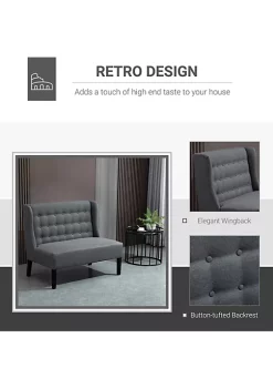 Buy ❤️ HOMCOM Wingback Double Sofa Linen Fabric Upholstery Button Tufted Loveseat Armless Couch Modern Contemporary Living Room Settee with Wood Legs Grey 🌟 -HOMCOM Sales Store Belk 809
