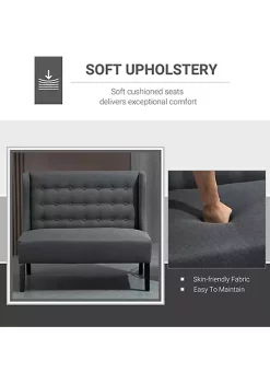 Buy ❤️ HOMCOM Wingback Double Sofa Linen Fabric Upholstery Button Tufted Loveseat Armless Couch Modern Contemporary Living Room Settee with Wood Legs Grey 🌟 -HOMCOM Sales Store Belk 810