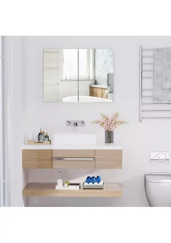 Outlet 😍 HOMCOM Double Door Wall Mounted Bathroom Mirror Medicine Cabinet with Modern Design Large Storage and Quiet Hinges 😀 -HOMCOM Sales Store Belk 814