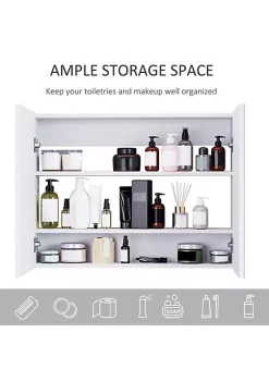 Outlet 😍 HOMCOM Double Door Wall Mounted Bathroom Mirror Medicine Cabinet with Modern Design Large Storage and Quiet Hinges 😀 -HOMCOM Sales Store Belk 815