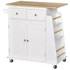 Brand new ⌛ HOMCOM Rolling Kitchen Island Storage Trolley Cart with 3 Tier Spice Rack and Rubber Wood Top for Dining Room ⌛ -HOMCOM Sales Store Belk 817