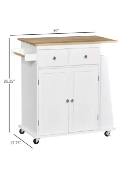 Brand new ⌛ HOMCOM Rolling Kitchen Island Storage Trolley Cart with 3 Tier Spice Rack and Rubber Wood Top for Dining Room ⌛ -HOMCOM Sales Store Belk 819