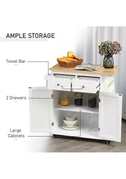 Brand new ⌛ HOMCOM Rolling Kitchen Island Storage Trolley Cart with 3 Tier Spice Rack and Rubber Wood Top for Dining Room ⌛ -HOMCOM Sales Store Belk 820