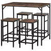 Outlet ✔️ HOMCOM 5 Piece Industrial Dining Table Set Bar Table and 4 Stools Set Space Saving for Pob and Kitchen Black/Brown ✨ -HOMCOM Sales Store Belk 822