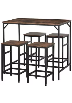 Outlet ✔️ HOMCOM 5 Piece Industrial Dining Table Set Bar Table and 4 Stools Set Space Saving for Pob and Kitchen Black/Brown ✨ 11 Outlet ✔️ HOMCOM 5 Piece Industrial Dining Table Set Bar Table and 4 Stools Set Space Saving for Pob and Kitchen Black/Brown ✨ -HOMCOM Sales Store Belk 826