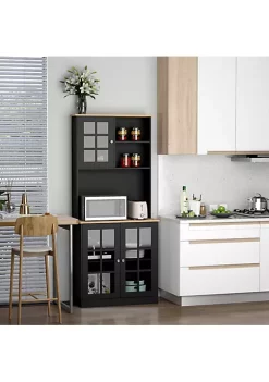 Top 10 ⭐ HOMCOM Kitchen Buffet with Hutch Storage Pantry with 3 Cabinets 2 Open Shelves and Large Countertop Black ✨ -HOMCOM Sales Store Belk 828