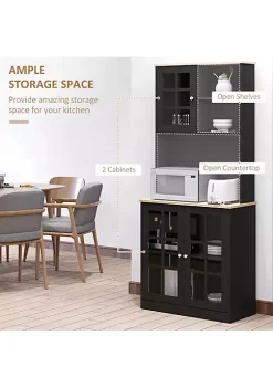 Top 10 ⭐ HOMCOM Kitchen Buffet with Hutch Storage Pantry with 3 Cabinets 2 Open Shelves and Large Countertop Black ✨ -HOMCOM Sales Store Belk 829