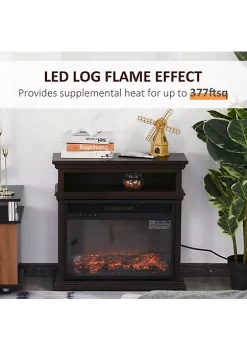 Best Pirce 🔔 HOMCOM Electric Fireplace with Shelf Storage Rack Side Console Table LED Log Flame Auto Cut Off Remote Control Dark Coffee 🤩 -HOMCOM Sales Store Belk 833