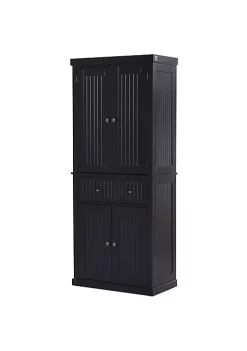 Coupon 🔥 HOMCOM 72" Traditional Freestanding Kitchen Pantry Cabinet Cupboard with Doors and 3 Adjustable Shelves Black 😀