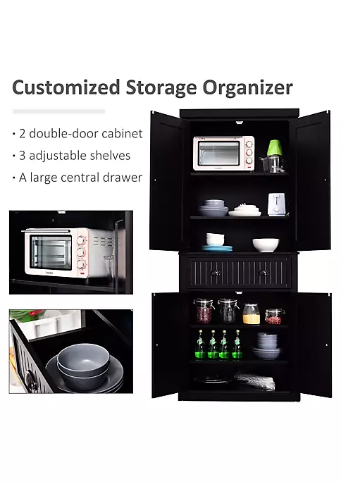 Coupon ๐ฅ HOMCOM 72" Traditional Freestanding Kitchen Pantry Cabinet Cupboard with Doors and 3 Adjustable Shelves Black ๐ 5 Coupon ๐ฅ HOMCOM 72" Traditional Freestanding Kitchen Pantry Cabinet Cupboard with Doors and 3 Adjustable Shelves Black ๐ - Image 3