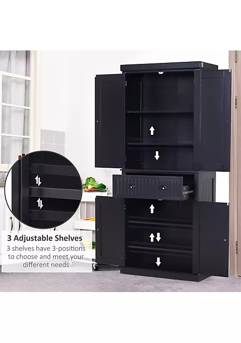 Coupon ๐ฅ HOMCOM 72" Traditional Freestanding Kitchen Pantry Cabinet Cupboard with Doors and 3 Adjustable Shelves Black ๐ 6 Coupon ๐ฅ HOMCOM 72" Traditional Freestanding Kitchen Pantry Cabinet Cupboard with Doors and 3 Adjustable Shelves Black ๐ - Image 4