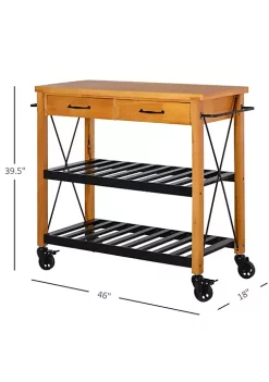 Brand new 😍 HOMCOM 46" Kitchen Island Cart Rolling Utility Cart with 2 Drawers Open Storage Shelves and Handle Racks ✔️ -HOMCOM Sales Store Belk 881