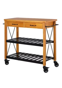 Brand new 😍 HOMCOM 46" Kitchen Island Cart Rolling Utility Cart with 2 Drawers Open Storage Shelves and Handle Racks ✔️ -HOMCOM Sales Store Belk 883
