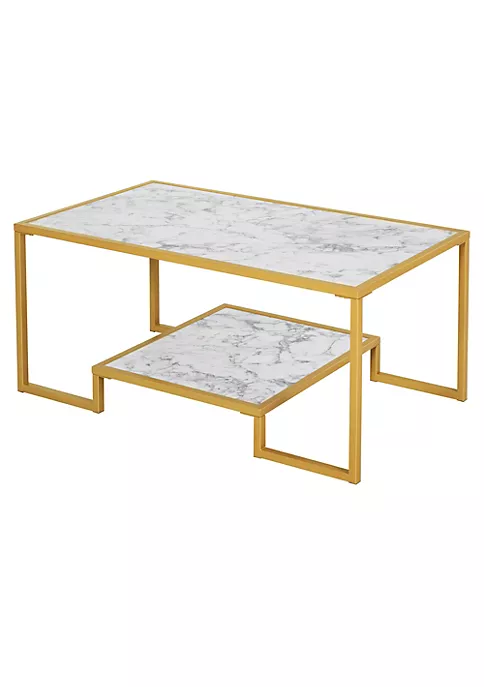 Best Pirce ๐ฏ HOMCOM Minimalist Art Deco Coffee Table with Laminate Marble Print Table Top and Underneath Storage Shelf White and Gold ๐ 7 Best Pirce ๐ฏ HOMCOM Minimalist Art Deco Coffee Table with Laminate Marble Print Table Top and Underneath Storage Shelf White and Gold ๐ - Image 5