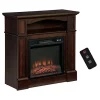 Deals 💯 HOMCOM 32" Electric Fireplace with Mantel Freestanding Heater with LED Log Flame Shelf and Remote Control 1400W Brown 🔔 -HOMCOM Sales Store Belk 889