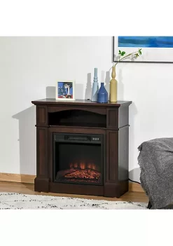 Deals 💯 HOMCOM 32" Electric Fireplace with Mantel Freestanding Heater with LED Log Flame Shelf and Remote Control 1400W Brown 🔔 -HOMCOM Sales Store Belk 892