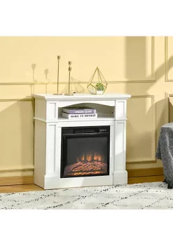 Top 10 👍 HOMCOM 32" Electric Fireplace with Mantel Freestanding Heater with LED Log Flame Shelf and Remote Control 1400W White 🧨 -HOMCOM Sales Store Belk 896