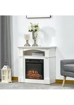 Top 10 👍 HOMCOM 32" Electric Fireplace with Mantel Freestanding Heater with LED Log Flame Shelf and Remote Control 1400W White 🧨 -HOMCOM Sales Store Belk 897