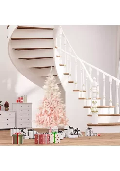 Discount 🧨 HOMCOM 5ft Unlit Spruce Artificial 🎄 Christmas Tree with Realistic Branches and 450 Tips Pink 😉 -HOMCOM Sales Store Belk 900