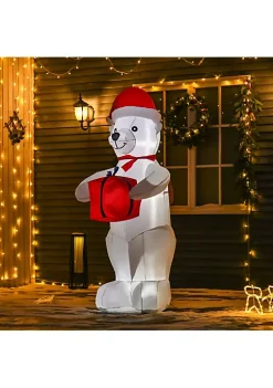 Buy ⌛ HOMCOM 6ft 🎅 Christmas Inflatable Polar Bear with a Present Outdoor Blow Up Yard Decoration with LED Lights Display 😀 -HOMCOM Sales Store Belk 908