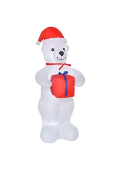 Buy ⌛ HOMCOM 6ft 🎅 Christmas Inflatable Polar Bear with a Present Outdoor Blow Up Yard Decoration with LED Lights Display 😀 -HOMCOM Sales Store Belk 910