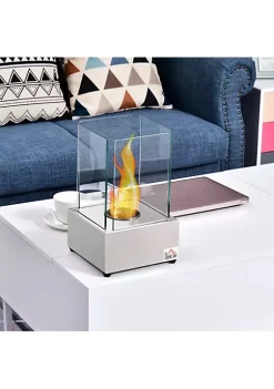 Buy 🥰 HOMCOM Portable Tabletop Ventless Bio Ethanol Fireplace with Glass Walls Stainless Steel Base and Cover Lid Indoor/Outdoor Use Silver 🔔 -HOMCOM Sales Store Belk 914