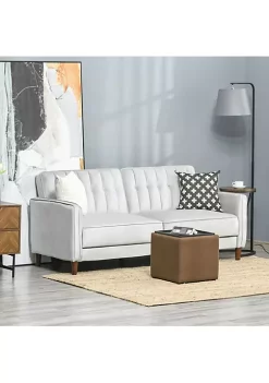 Cheapest 😉 HOMCOM Convertible Sofa Sleeper Futon with Split Back Design Recline Thick Padded Velvet Touch Cushion Seating and Wood Legs Light Grey 😀 -HOMCOM Sales Store Belk 924