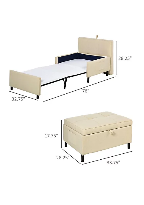 Budget ๐ HOMCOM 2 In 1 Design Convertible Single Sofa Bed with Side Pocket and Metal Frame Couch for Living Room Beige ๐งจ 4 Budget ๐ HOMCOM 2 In 1 Design Convertible Single Sofa Bed with Side Pocket and Metal Frame Couch for Living Room Beige ๐งจ - Image 2