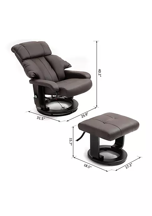 Flash Sale ๐ HOMCOM Recliner with Ottoman Footrest Recliner Chair with Vibration Massage Faux Leather and Swivel Wood Base for Living Room and Bedroom Brown ๐ฅฐ 5 Flash Sale ๐ HOMCOM Recliner with Ottoman Footrest Recliner Chair with Vibration Massage Faux Leather and Swivel Wood Base for Living Room and Bedroom Brown ๐ฅฐ - Image 3