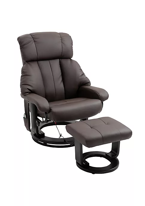 Flash Sale ๐ HOMCOM Recliner with Ottoman Footrest Recliner Chair with Vibration Massage Faux Leather and Swivel Wood Base for Living Room and Bedroom Brown ๐ฅฐ 7 Flash Sale ๐ HOMCOM Recliner with Ottoman Footrest Recliner Chair with Vibration Massage Faux Leather and Swivel Wood Base for Living Room and Bedroom Brown ๐ฅฐ - Image 5