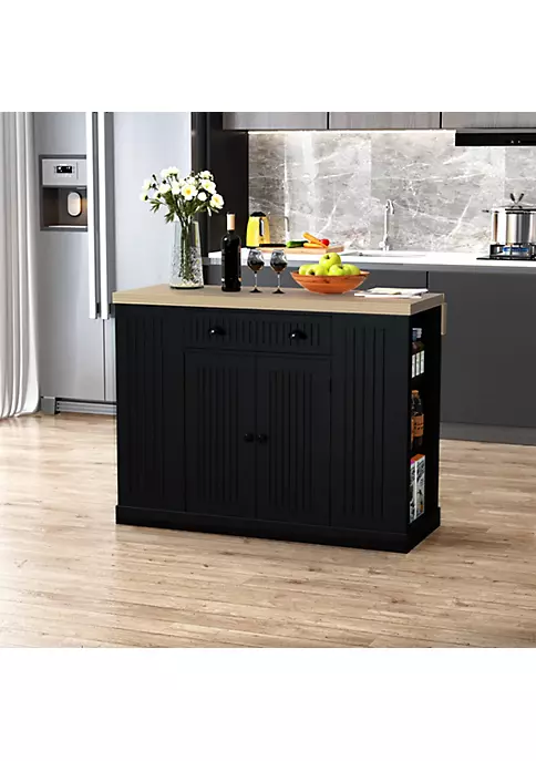 Best reviews of 😍 HOMCOM 47" Fluted Style Wooden Kitchen Island Kitchen Countertop Storage Cabinet with Drop Leaf Drawer Open Shelves Storage Black 🔔 4 Best reviews of 😍 HOMCOM 47" Fluted Style Wooden Kitchen Island Kitchen Countertop Storage Cabinet with Drop Leaf Drawer Open Shelves Storage Black 🔔 - Image 2