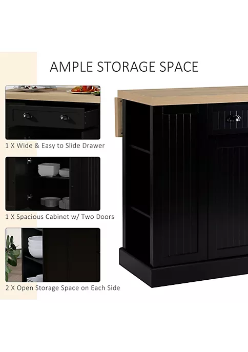 Best reviews of 😍 HOMCOM 47" Fluted Style Wooden Kitchen Island Kitchen Countertop Storage Cabinet with Drop Leaf Drawer Open Shelves Storage Black 🔔 6 Best reviews of 😍 HOMCOM 47" Fluted Style Wooden Kitchen Island Kitchen Countertop Storage Cabinet with Drop Leaf Drawer Open Shelves Storage Black 🔔 - Image 4