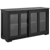 Brand new 😉 HOMCOM Modern Kitchen Sideboard Stackable Storage Cabinet Sliding Glass Door Console Cupboard Serving Buffet for Kitchen and Dining Room Black ✔️ -HOMCOM Sales Store Belk 950