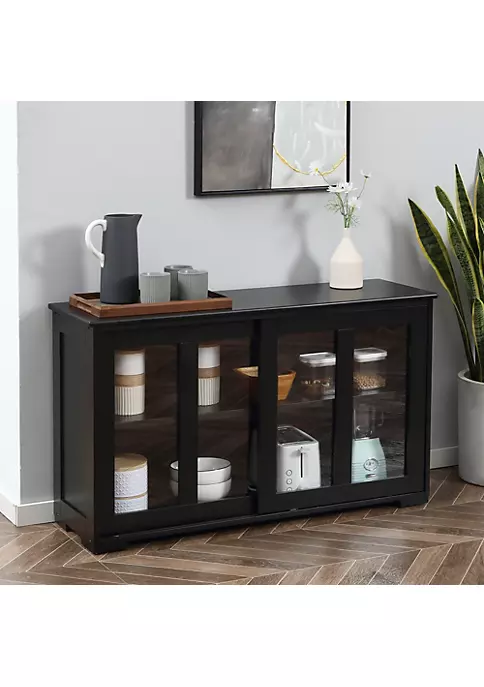 Brand new ๐ HOMCOM Modern Kitchen Sideboard Stackable Storage Cabinet Sliding Glass Door Console Cupboard Serving Buffet for Kitchen and Dining Room Black โ๏ธ 6 Brand new ๐ HOMCOM Modern Kitchen Sideboard Stackable Storage Cabinet Sliding Glass Door Console Cupboard Serving Buffet for Kitchen and Dining Room Black โ๏ธ - Image 4