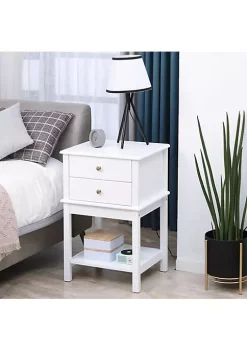 Flash Sale 🛒 HOMCOM Modern Sofa Side Table with 2 Storage Drawers End Table with Bottom Shelf for Living Room or Office White 🎉 -HOMCOM Sales Store Belk 957