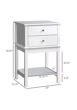 Flash Sale 🛒 HOMCOM Modern Sofa Side Table with 2 Storage Drawers End Table with Bottom Shelf for Living Room or Office White 🎉 -HOMCOM Sales Store Belk 958