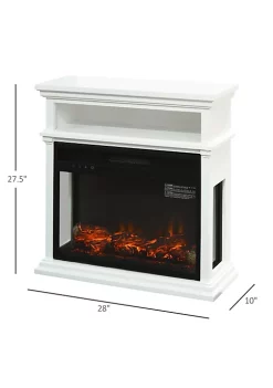 Best Sale 🌟 HOMCOM Electric Fireplace with Shelf Storage Rack Side Console Table LED Log Flame Auto Cut Off Remote Control White 👍 -HOMCOM Sales Store Belk 967