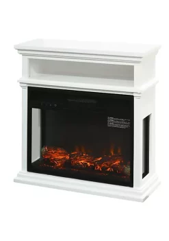 Best Sale 🌟 HOMCOM Electric Fireplace with Shelf Storage Rack Side Console Table LED Log Flame Auto Cut Off Remote Control White 👍 -HOMCOM Sales Store Belk 969