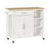 New 🎁 HOMCOM Wooden Rolling Kitchen Storage Island on 360 degree Swivel Wheels Dining Cart with Drawer for Kitchen White 😉 -HOMCOM Sales Store Belk 970
