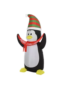Brand new 🤩 HOMCOM 8ft 🎁 Christmas Inflatable Penguin with Merry 🎁 Christmas Banner Outdoor Blow Up Yard Decoration with LED Lights Display ⌛ -HOMCOM Sales Store Belk 984