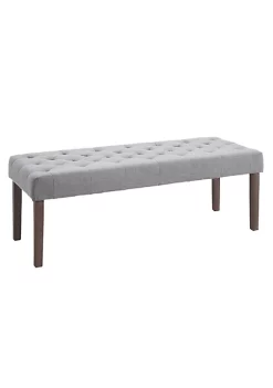 Outlet ⌛ HOMCOM Simple Tufted Upholstered Ottoman Accent Bench with Soft Comfortable Cushion and Fashionable Modern Design Grey 👏