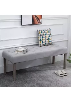 Outlet ⌛ HOMCOM Simple Tufted Upholstered Ottoman Accent Bench with Soft Comfortable Cushion and Fashionable Modern Design Grey 👏 -HOMCOM Sales Store Belk 987