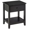 Top 10 ✨ HOMCOM Modern Style Nightstand Side Table with Drawer and Storage Shelf for Bedroom or Living Room Black 😍 -HOMCOM Sales Store Belk 995