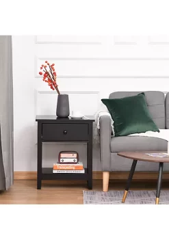 Top 10 ✨ HOMCOM Modern Style Nightstand Side Table with Drawer and Storage Shelf for Bedroom or Living Room Black 😍 -HOMCOM Sales Store Belk 998